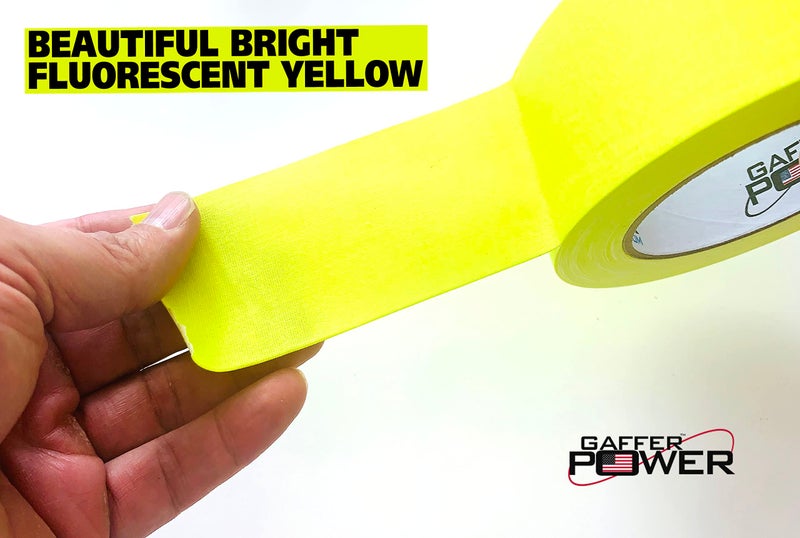 Gaffer Power Real Professional Grade Gaffer Tape, Made in The USA, Yellow Fluorescent 2 Inches by 30 Yards, UV Blacklight Reactive Fluorescent Heavy, Non-Reflective, Better Than Neon Yellow Duct Tape - Image 2